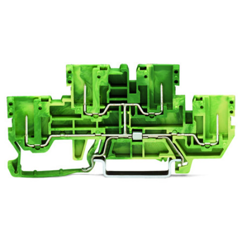 4-pin, double-deck carrier terminal block, 4-pin ground conductor terminal block, PE, green-yellow
