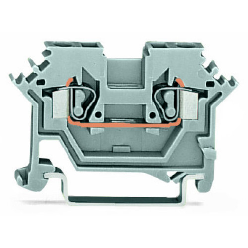 2-conductor through terminal block, 2.5 mm&sup2;, lateral marker slots, gray