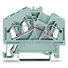 3-conductor through terminal block, 2.5 mm&sup2;, center marking, gray
