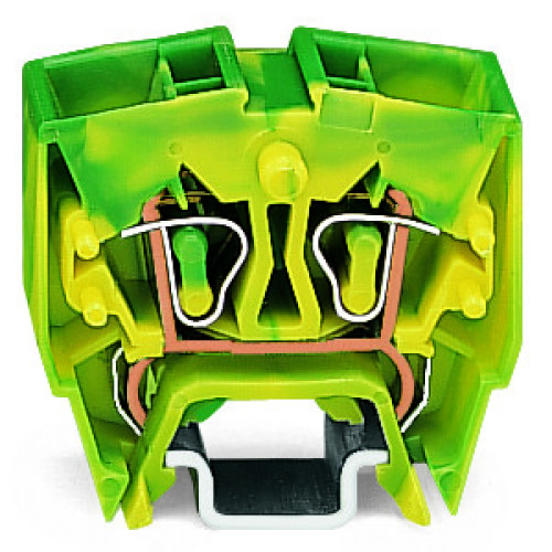 4-conductor Mini rail-mount terminal block, 2.5 mm&sup2;, center marking, green-yellow