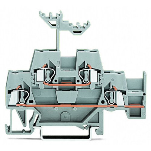 Double-deck terminal block, Through/through terminal block, with additional jumper position on lower level, gray/gray