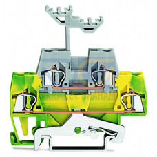 Double-deck terminal block, Ground conductor/through terminal block, 2.5 mm&sup2;, green-yellow/gray