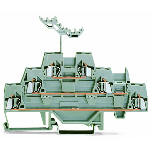 Triple-deck terminal block, Through/through/through terminal block, for DIN-rail 35 x 15 and 35 x 7.5, gray/gray/gray