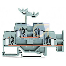Double-deck terminal block, Through/through terminal block, with additional jumper position on lower level, gray