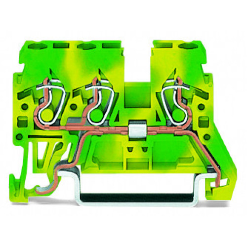 3-conductor ground terminal block, 2.5 mm&sup2;, lateral marker slots, green-yellow