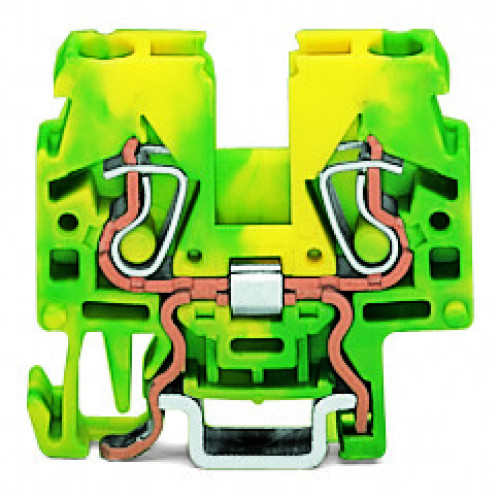 2-conductor ground terminal block, 2.5 mm&sup2;, lateral marker slots, green-yellow