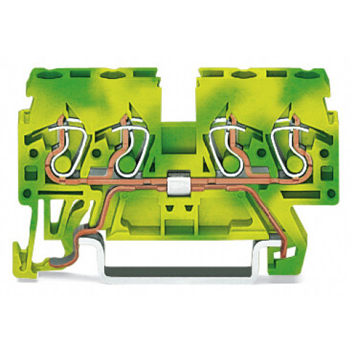 4-conductor ground terminal block, 2.5 mm&sup2;, lateral marker slots, green-yellow