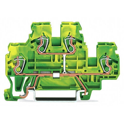 Double-deck terminal block, 4-conductor ground terminal block, 2.5 mm&sup2;, green-yellow