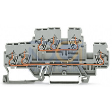 3-conductor, double-deck terminal block, Through/through terminal block, L/N, gray