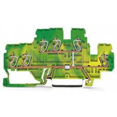 3-conductor, double-deck terminal block, 6-conductor ground terminal block, 2.5 mm&sup2;, green-yellow
