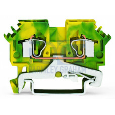 2-conductor ground terminal block, 4 mm&sup2;, lateral marker slots, green-yellow