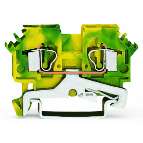 2-conductor ground terminal block, 4 mm&sup2;, suitable for Ex e II applications, green-yellow