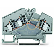 3-conductor through terminal block, 4 mm&sup2;, center marking, gray