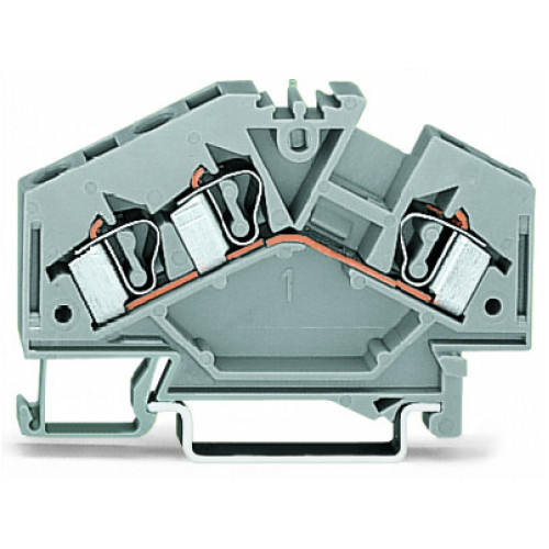 3-conductor through terminal block, 4 mm&sup2;, center marking, gray
