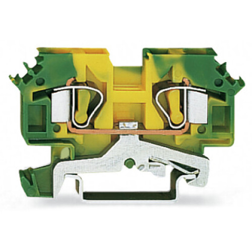 2-conductor ground terminal block, 6 mm&sup2;, lateral marker slots, green-yellow