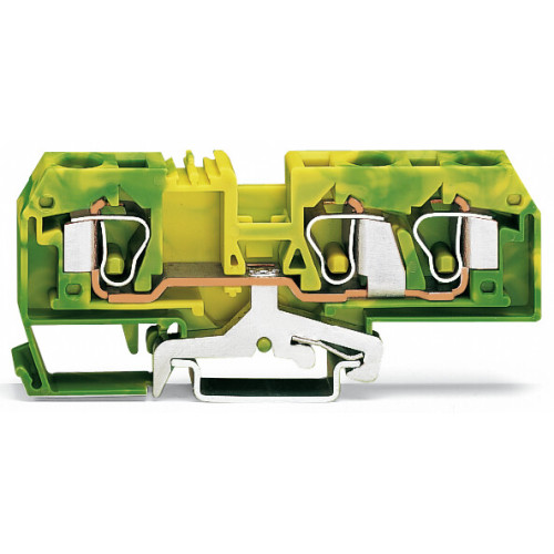 3-conductor ground terminal block, 10 mm&sup2;, center marking, green-yellow