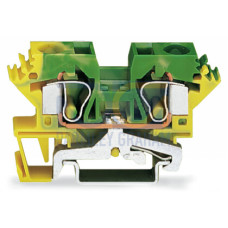 2-conductor ground terminal block, 10 mm&sup2;, lateral marker slots, green-yellow