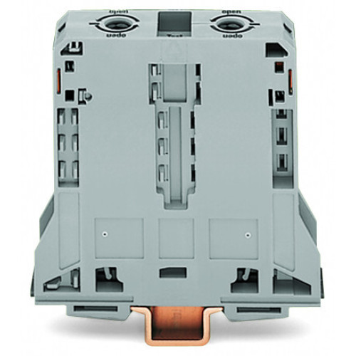 2-conductor through terminal block, 95 mm&sup2;, lateral marker slots, gray