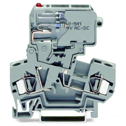 2-conductor fuse terminal block, with pivoting fuse holder, for 5 x 20 mm miniature metric fuse, gray