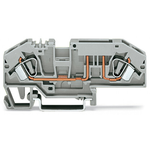 2-conductor fuse terminal block, for automotive blade-style fuses, with test option, gray