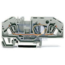 3-conductor through terminal block, 6 mm&sup2;, with test option, blue