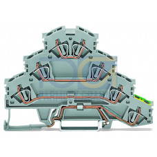 Quadruple-deck rail-mounted terminal block, Rail-mounted terminal block for electric motor wiring, 2.5 mm&sup2;, gray