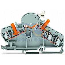 3-conductor disconnect/test terminal block, e.g., voltage transformer circuits, with touch-proof test sockets, gray
