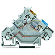 3-conductor sensor terminal block, with colored conductor entries, 2.5 mm&sup2;, gray