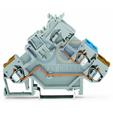 2-conductor actuator terminal block, with colored conductor entries, 2.5 mm&sup2;, gray