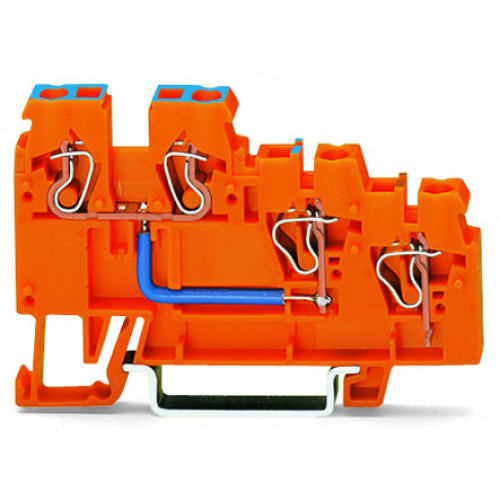 3-conductor sensor supply terminal block, Internal commoning, 9 A, with colored conductor entries, orange