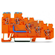 4-conductor sensor supply terminal block, Internal commoning, 9 A, with colored conductor entries, orange