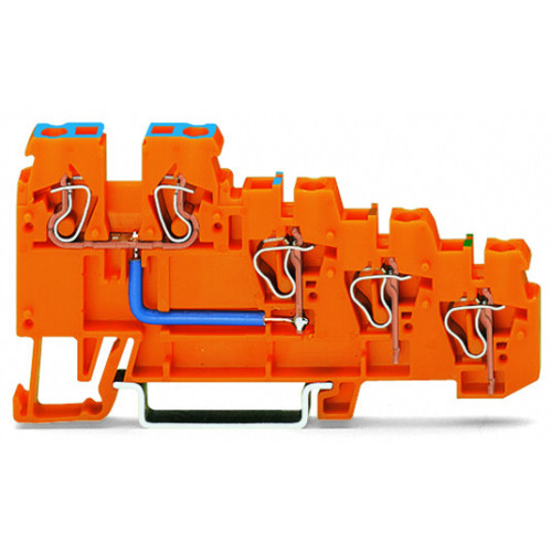 4-conductor sensor supply terminal block, Internal commoning, 9 A, with colored conductor entries, orange
