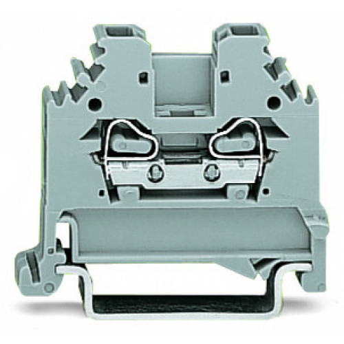 2-conductor through terminal block, 2.5 mm&sup2;, lateral marker slots, gray