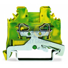 2-conductor ground terminal block, 2.5 mm&sup2;, lateral marker slots, green-yellow