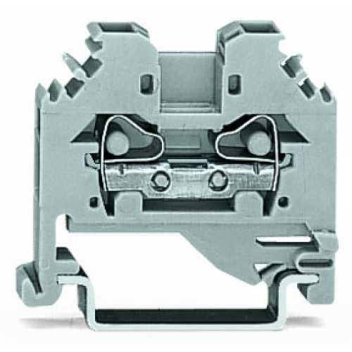 2-conductor through terminal block, 4 mm&sup2;, lateral marker slots, gray
