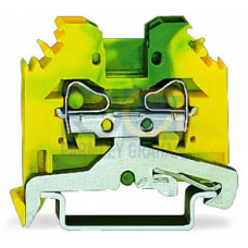 2-conductor ground terminal block, 4 mm&sup2;, lateral marker slots, green-yellow