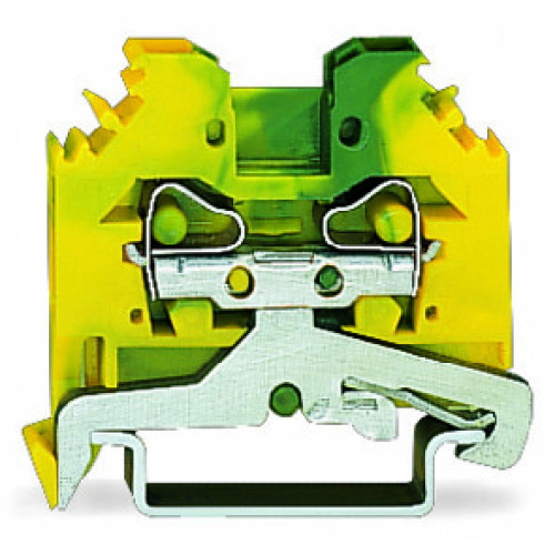 2-conductor ground terminal block, 4 mm&sup2;, lateral marker slots, green-yellow