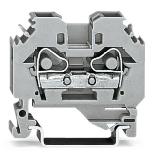 2-conductor through terminal block, 6 mm&sup2;, lateral marker slots, gray