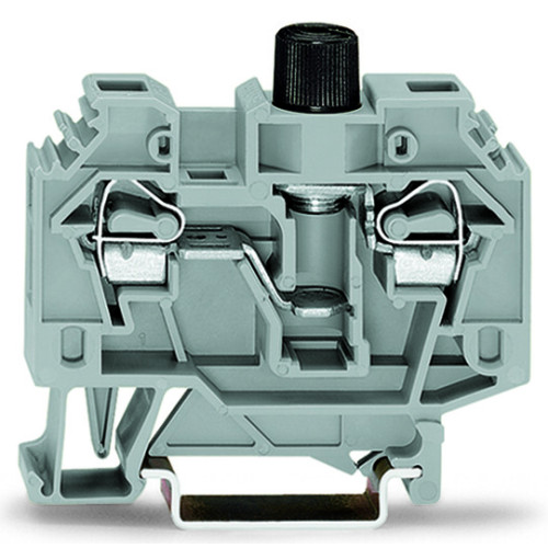 2-conductor fuse terminal block, for 5 x 20 mm miniature metric fuse, without blown fuse indication, gray