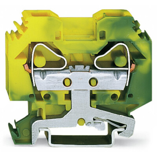 2-conductor ground terminal block, 16 mm&sup2;, lateral marker slots, green-yellow