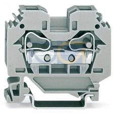 2-conductor through terminal block, 10 mm&sup2;, lateral marker slots, blue
