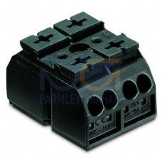 4-conductor chassis-mount terminal strip, without ground contact, 2-pole, black