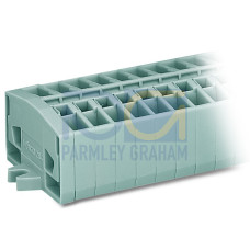 2-conductor terminal strip, without push-buttons, with snap-in mounting feet, gray