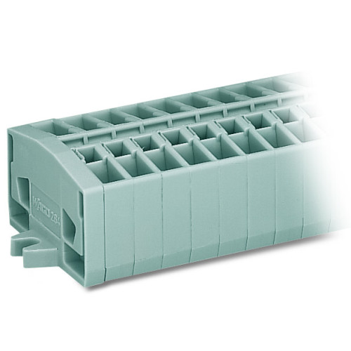 2-conductor terminal strip, without push-buttons, with snap-in mounting feet, gray