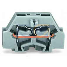 2-conductor terminal block, without push-buttons, with snap-in mounting foot, light gray