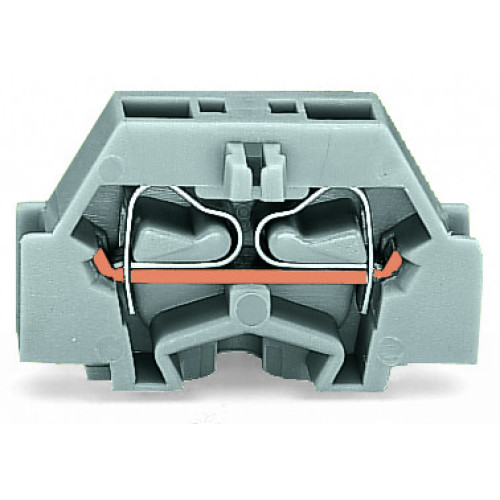 2-conductor terminal block, without push-buttons, with snap-in mounting foot, light gray