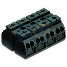 4-conductor chassis-mount terminal strip, without ground contact, 4-pole, black