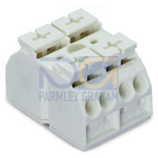 4-conductor chassis-mount terminal strip, without ground contact, 2-pole, white