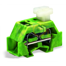 4-conductor terminal block, on one side with push-buttons, with fixing flange, green-yellow