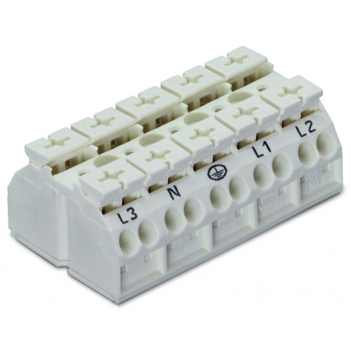 4-conductor chassis-mount terminal strip, without ground contact, 5-pole, white